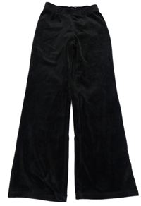 Čierne plyšové flare nohavice H&M