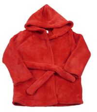 Červený plyšový župan s kapucňou FESTIVE FUN