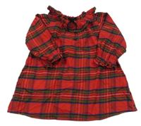 Červeno-kockované šaty s mašlou a volánikmi Next