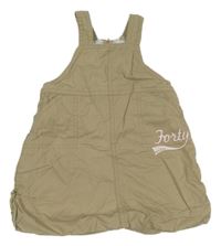 Béžové plátenné podšité balonové šaty s nápisom H&M