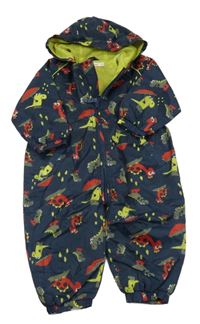 Tmavomodrá šusťáková jarní kombinéza s dinosaury a kapucí Debenhams