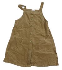 Hnědé sametovo/manšestrové propínací šaty MANGO