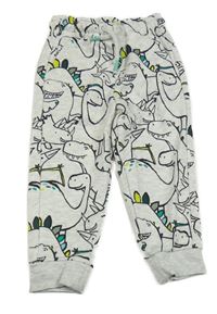 Světlešedé melírované tepláky s dinosaury Nutmeg