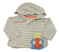 Světlebéžovo-modrá pruhovaná mikina s medvídkem Paddington a kapucňou George