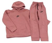 2Set - Starorůžová teplá mikina s logem a kapsou a kapucí + tepláky Nike