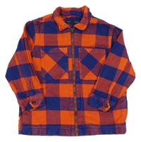 Safírovo-tmavooranžová kockovaná košeľová bunda Next