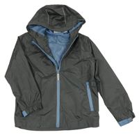 Tmavošedá šusťáková funkční jarní bunda s kapucí crane