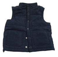 Tmavomodrá prešívaná šušťáková zateplená vesta F&F