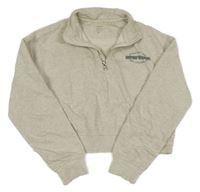 Svetlosivá melírovaná oversize crop mikina s nápismi John Lewis