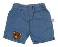 Modré ľahké rifľové kraťasy s medvedíkom
