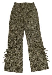 Béžovo-čierne vzorované mačkané nohavice s mašľami LC WaIKIKI