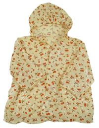Vanilková pláštěnka s třešničkami a vtáčky a kapucňou