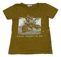 Khaki tričko s motorkářem