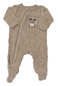 Svetlohnedý bodkovaná ý zamatový overal s mývalem so cute