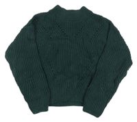 Smaragdový rebrovaný crop sveter H&M