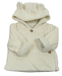 Krémový sametový zateplený kojenecký kabátek s kapucňou Tu