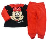 Černo-červené chlupaté pyžamo s Minnie Primark