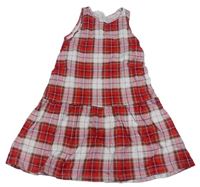 Červeno-béžovo-hnedé kockované bavlnené šaty H&M