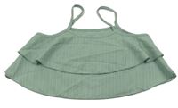 Zelený crop top s volánem Shein