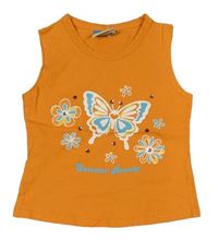 Medový crop top s motýlom s flitrami Topolino