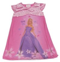 Ružové sametovo/síťované šaty s Barbie