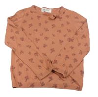 Staroružový kvetovaný ľahký sveter s mašlou H&M