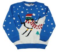 Modro-biely sveter s tučňákem Boohoo