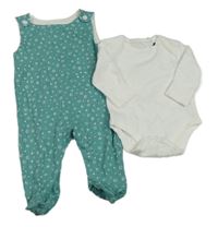 2set - Zelené bodkovaná é dupačky + biele body