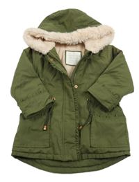 Khaki šusťáková zimní parka s kapucí s kožešinou Matalan
