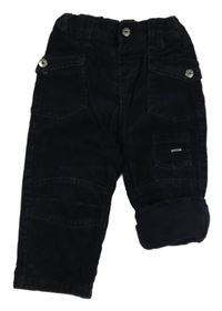 Tmavomodré manšestrové podšité kalhoty s kapsami C&A