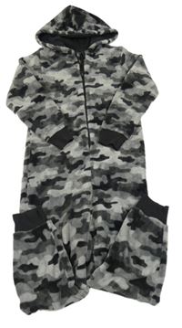 Šedá army chlupatá kombinéza s kapucí C&A