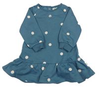 Petrolejové puntíkaté teplákové šaty