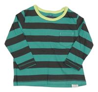 Zeleno-antracitové pruhované triko s kapsou M&S