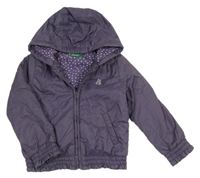 Fialová šusťáková zateplená bunda s kapucí Benetton