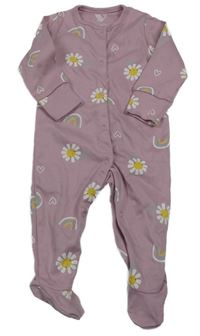 Starorůžový overal s květinami a duhami Everyday