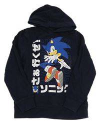 Tmavomodrá mikina se Sonicem a kapucí