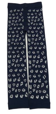 Tmavomodré vzorované thermo pančuskové legíny Ergee