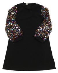 Čierne šaty s flitrovými rukávy Shein