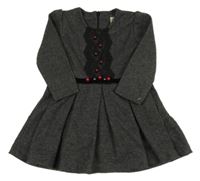 Tmavosivé melírované šaty s čipkou