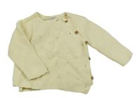 Svetložltý zavinovací sveter s perforovaným vzorom