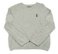 Sivý melírovaný sveter s výšivkou Next