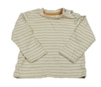 Béžovo-zelené pruhované triko