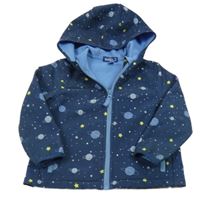Tmavomodrá softshellová bunda s planetami a kapucí