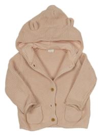 Světlerůžový propínací svetr s kapucí Next