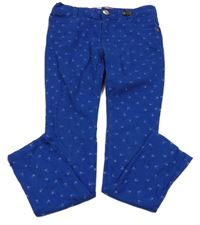 Modré plátenné skinny nohavice s vtáčky J Jeans