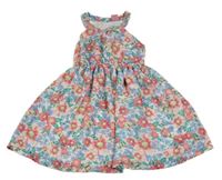 Bielo-ružovo-modré kvetované šifónové šaty s flitrami Kiki&Koko