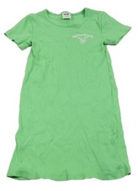 Zelené rebrované elastické šaty s nápisom Y.F.K.