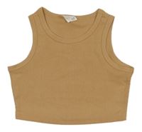 Hnedý rebrovaný crop top