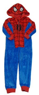 Modro-červená chlupatá kombinéza s kapucí - Spiderman C&A