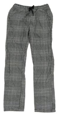 Čierno-biele kockované chino nohavice Tu